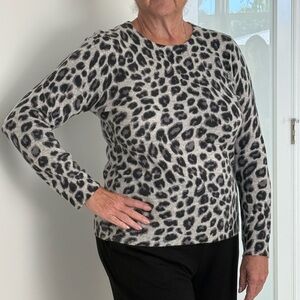 Charter Club Leopard Print Cashmere Top